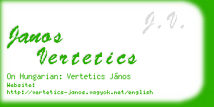 janos vertetics business card